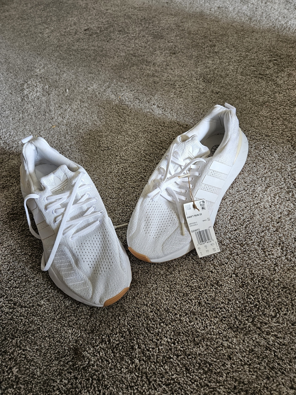 Adidas Lightweight White Knit Sneakers with Gum Toe